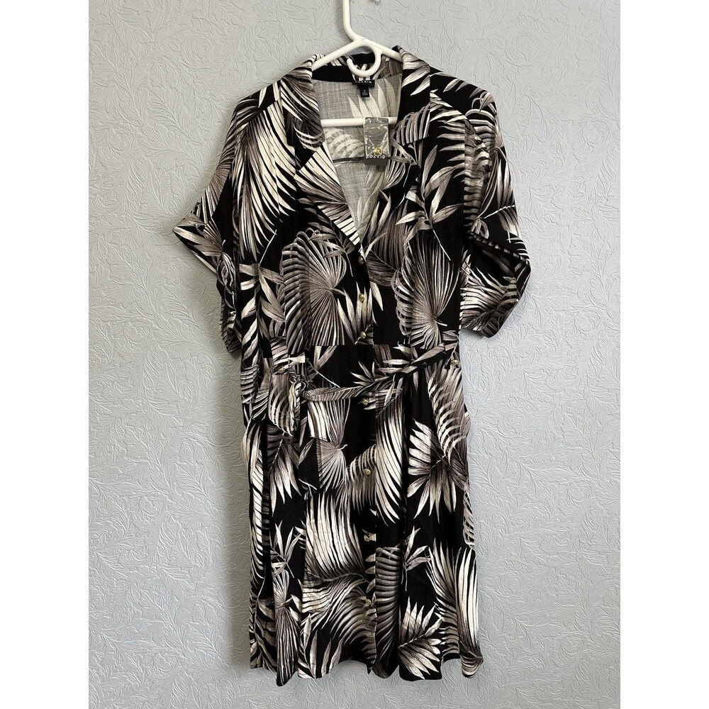 NWT Torrid Size 3X 3 Palm Leaves Mini Slub Dress C23 - Picture 2 of 10